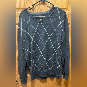 TASSO ELBA 100% Merino Wool Italian Argyle Sweater Size L